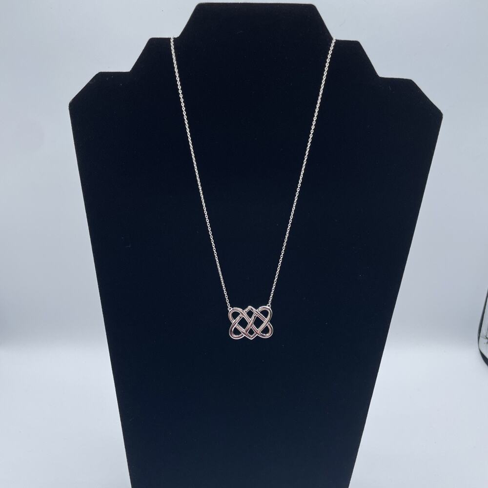Vintage Sterling Silver 925 Celtic Heart Knot Necklace